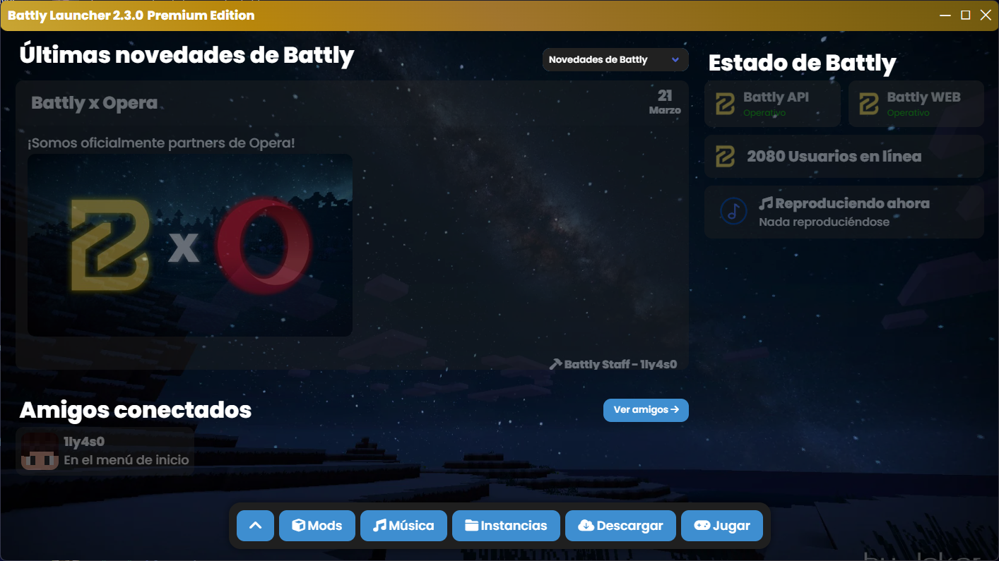 Interfaz de Battly Launcher